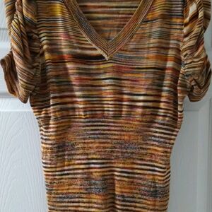 John Paul Richard Multicolor Striped V neck Sweater